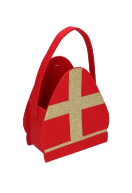 Geschenktasje Vilt Sinterklaas Mijter 17x8x25cm 1stuks Geschenktasje Vilt Sinterklaas Mijter 17x8x25cm 1stuks