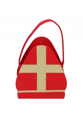Geschenktasje Vilt Sinterklaas Mijter 17x8x25cm 1stuks Geschenktasje Vilt Sinterklaas Mijter 17x8x25cm 1stuks