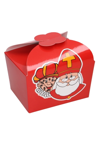 Chocolade Pepernoten Doosjes Sint & Piet 500gram 12.5x10x10.5cm 24st