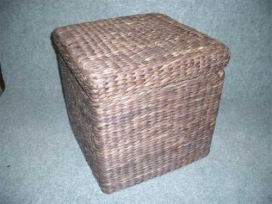 Rietenmanden Tabouret donker met los deksel 33x33x32cm 2stuks