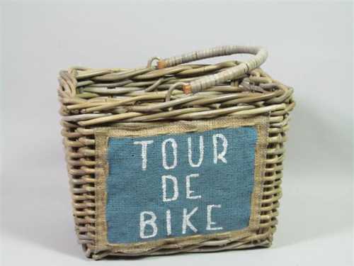 Rietenmanden Fietsmand grey rotan & scharni erhengsel 35x36x26cm 2st