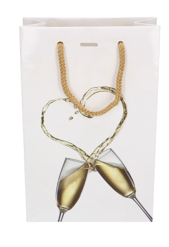 Kadotasje Wit Champagne Met Koord & Lintgleuf 16x7x25cm 10stuks