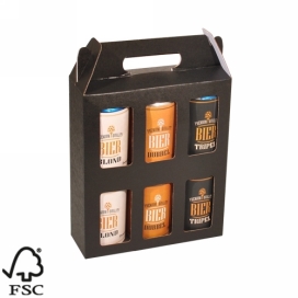 Bierverpakking Zwart Voor 6x 33cl Blikjes FSC® 50stuks Bierverpakking Zwart Voor 6x 33cl Blikjes FSC® 50stuks