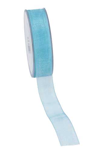 Organza Lint Baby Blauw 25mm x 50 meter.