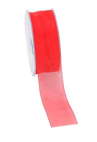 Organza Lint Rood 38mm x 50 meter.