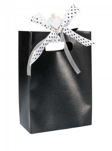 Kado Shopper Karton Zwart Met Relief 12.5x7x18cm 10stuks