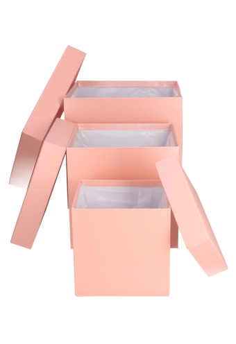 LUXE KANT & KLARE Flowerbox Latemar Roze Groot Vierkant Set van 3stuks