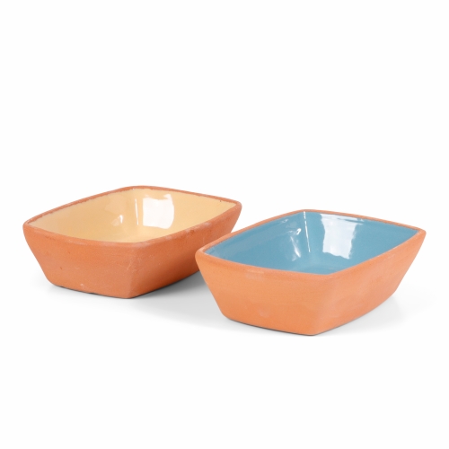 SENZA Terracotta Bowls Rectangle Blue & Yellow set van 2 1 stuk