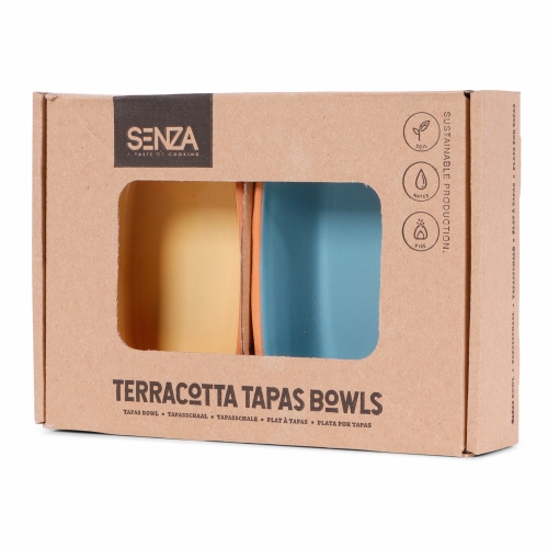 SENZA Terracotta Bowls Rectangle Blue & Yellow set van 2 1 stuk