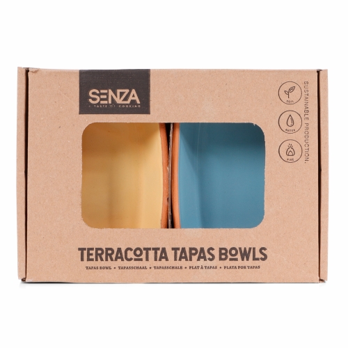 SENZA Terracotta Bowls Rectangle Blue & Yellow set van 2 1 stuk