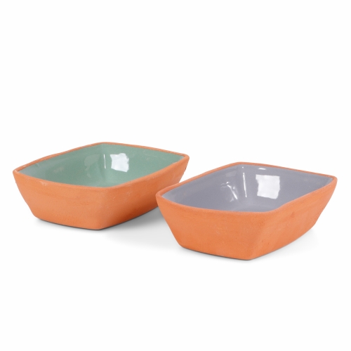 SENZA Terracotta Bowls Rectangle Grey & Green set van 2 1 stuk