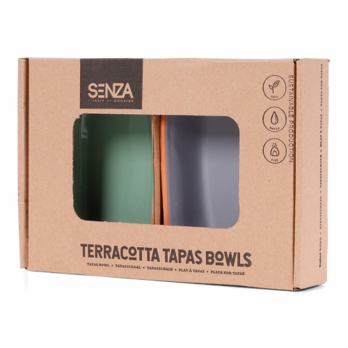 SENZA Terracotta Bowls Rectangle Grey & Green set van 2 1 stuk