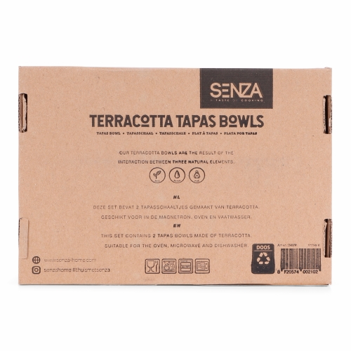 SENZA Terracotta Bowls Rectangle Grey & Green set van 2 1 stuk