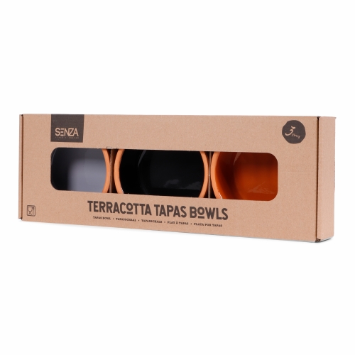 SENZA Terracotta Tapas Black & Grey & Brown set van 3 1 stuk