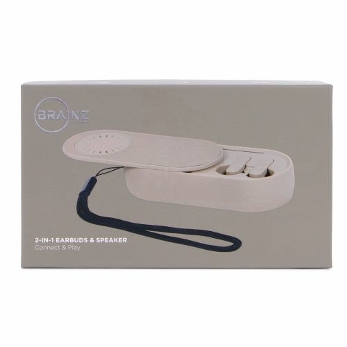 Brainz 2 in 1 Earbuds & Speaker Taupe 11x5x2.5cm 1stuks Brainz 2 in 1 Earbuds & Speaker Taupe 11x5x2.5cm 1stuks