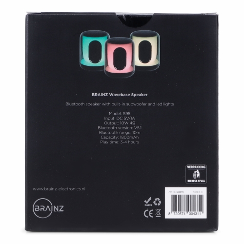 Brainz Wavebase Speaker 12x12x15cm 1stuks Brainz Wavebase Speaker 12x12x15cm 1stuks