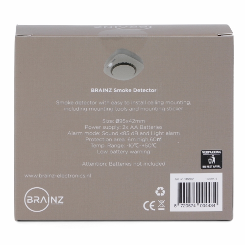 Brainz Rookmelder Taupe 9.5x9.5x4.2cm 1stuks