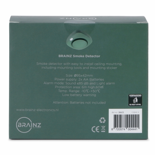 Brainz Rookmelder Groen 9.5x9.5x4.2cm 1stuks