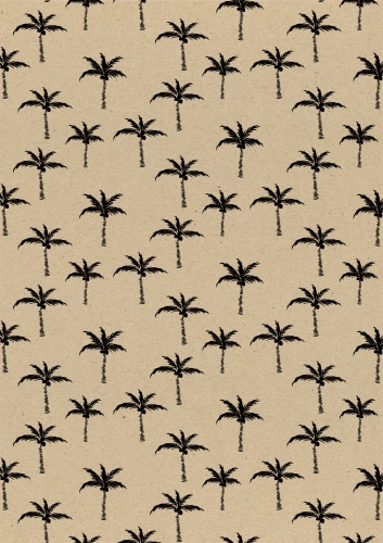 Kerstpapier Recycled Palms Zwart 50 cm x  250meter OP IS OP