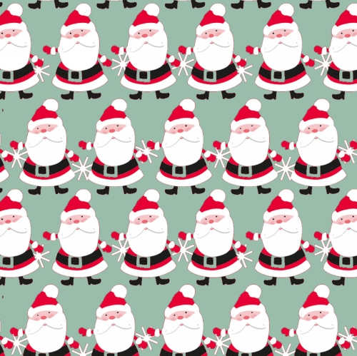 Kerstpapier dancing santa mint 30cm x 200meter