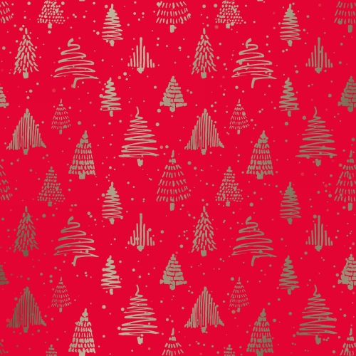 Kerstpapier trees Rood Goud Metallic 30cm x 100meter