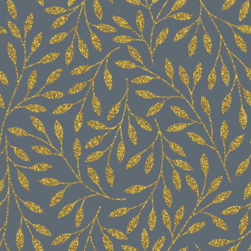 Kerstpapier glitter leaves grey Goud 30cm x 100meter