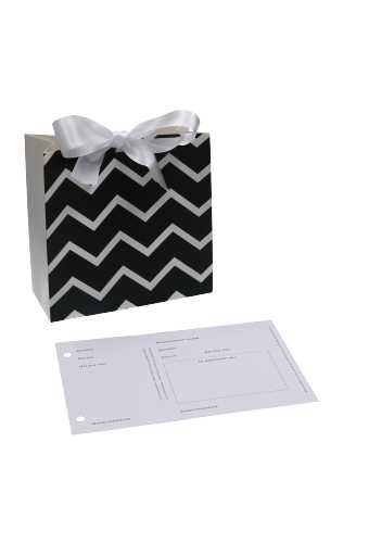 Cadeaubon + Kadozakje Black White Zig Zag & Lint 10.5x2.8x16cm 10stuks