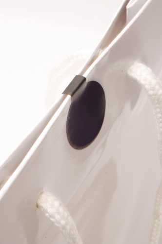 Tassensluiter Etiket Zwart 2x Rondje 27mm x 6.1cm 500stuks