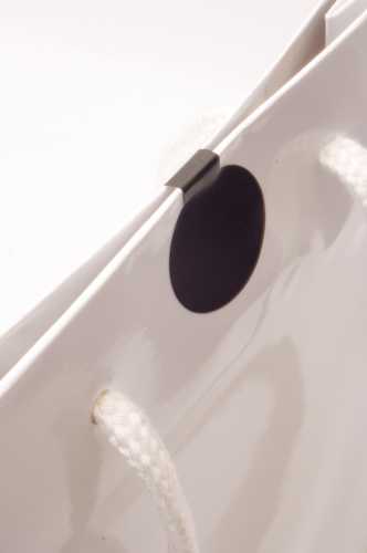 Tassensluiter Etiket Zwart 2x Rondje 27mm x 6.1cm 500stuks