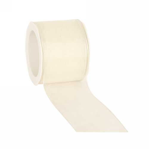 Organza Lint Met IJzerdraad Creme 70mm x 20 meter