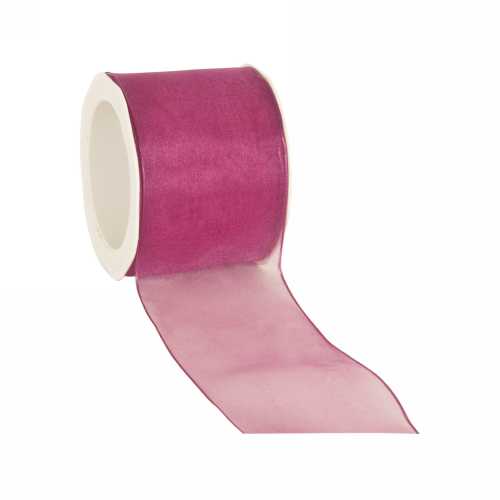 Organza Lint Met IJzerdraad Fuchsia 70mm x 20 meter