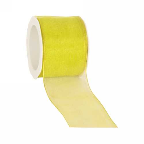 Organza Lint Met IJzerdraad Lime Groen 70mm x 20 meter