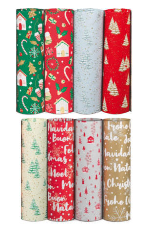 Kadopapier Consumentenrollen Eco Christmas Assortie 70cm x 2meter 1st