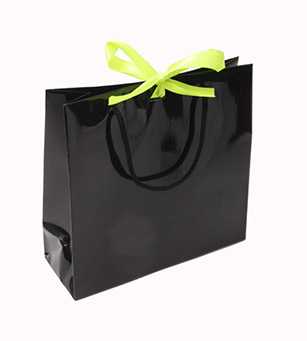 Kadotasje Sora Zwart Glans Met Koord & Lintgleuf 23x9x23cm 10stuks