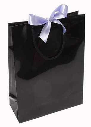 Kadotasje Sora Zwart Glans Met Koord & Lintgleuf 24x10x32cm10stuks