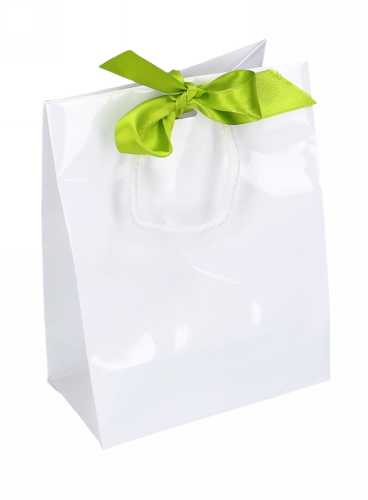 Kadotasje Sora Wit Glans Met Koord & Lintgleuf 15x9x20cm 10stuks