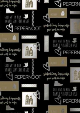 Sintpapier Metaalpapier Love Sint Zwart Goud 30cm x 125m OP IS OP Sintpapier Metaalpapier Love Sint Zwart Goud 30cm x 125m OP IS OP