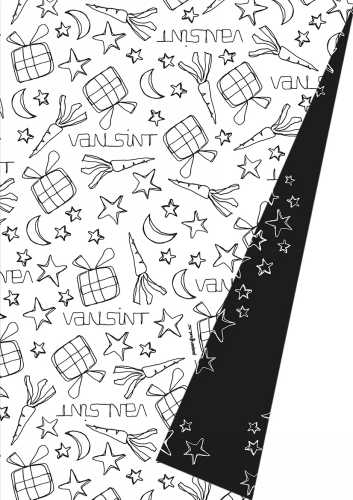 Sintpapier Dubbelzijdig Trendy Sint White Black 30cm x 125m OP IS OP