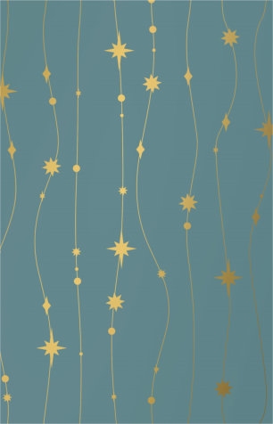 Kerstpapier stars are falling petrol Goud 30cm x 200meter