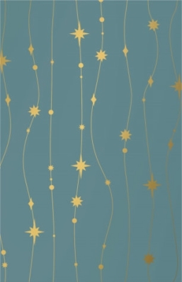 Kerstpapier stars are falling petrol Goud 30cm x 200meter