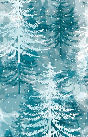 Kerstpapier aquarel trees 40cm x 200meter