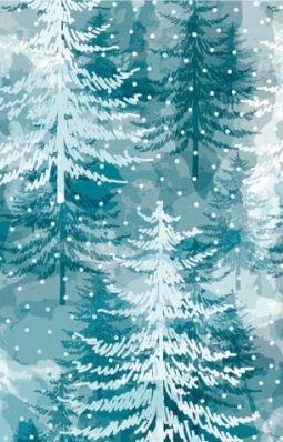 Kerstpapier aquarel trees 60cm x 200meter