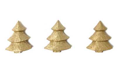 Houten Decoratie Kerstboom Goud Met Plakker 2.5x1.8 cm 100stuks