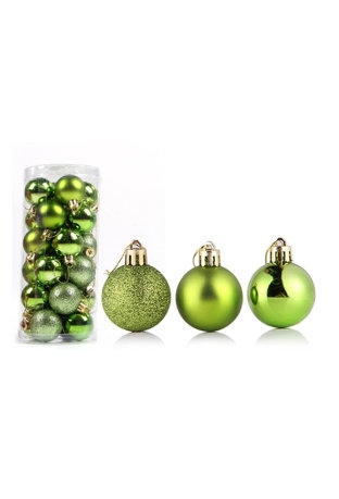 Mini Kerstballetjes Groen Met Koord 3cm 24stuks