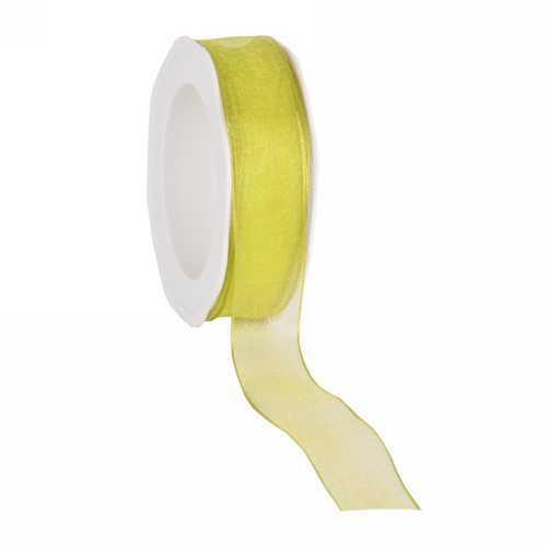 Organza Lint Met IJzerdraad Lime Groen 25mm x 20