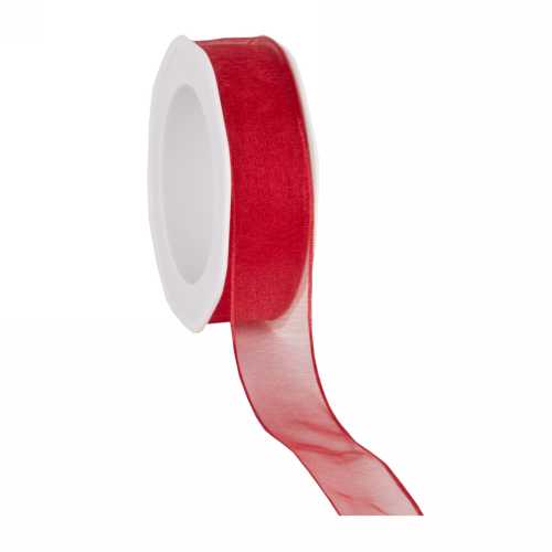 Organza Lint Met IJzerdraad Rood 25mm x 20 meter