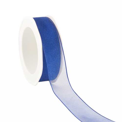 Organza Lint Met IJzerdraad Blauw 25mm x 20 meter