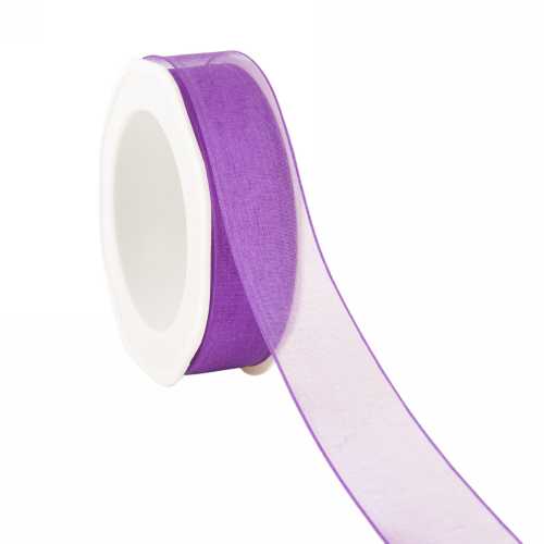 Organza Lint Met IJzerdraad Paars 25mm x 20 meter