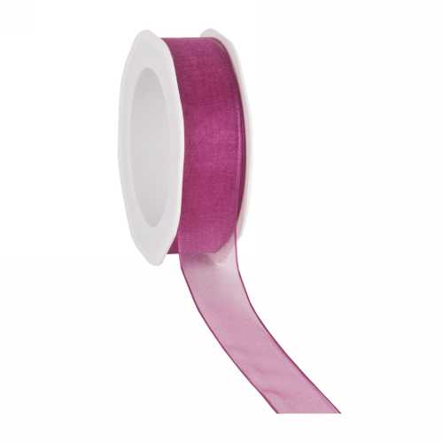 Organza Lint Met IJzerdraad Fuchsia 25mm x 20 meter