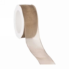 Organza Lint Met IJzerdraad Taupe 38mm x 20 meter